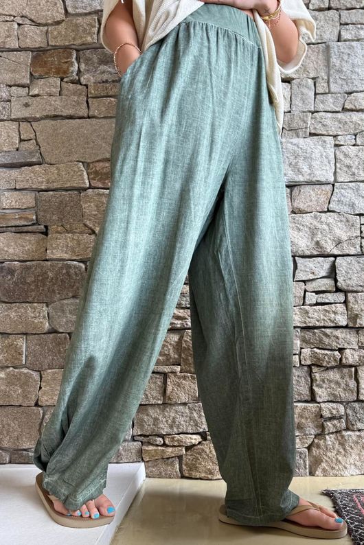 Lindin Linen Blend Dart Barrel Pant Washed Khaki